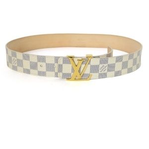 Authentic Louis Vuitton White Damier Print Belt